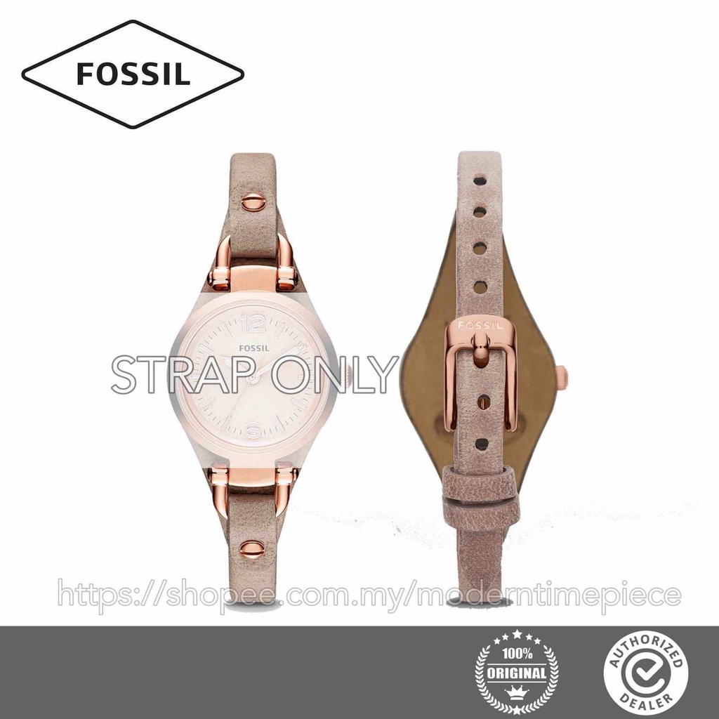 FOSSIL Leather Strap 7mm ES3262 Rose Gold Buckle Tali Fossil Shopee