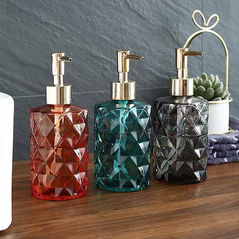 Square Glass Dispenser Bottle Refillable Shampoo /Hand Soap/Dish Soap