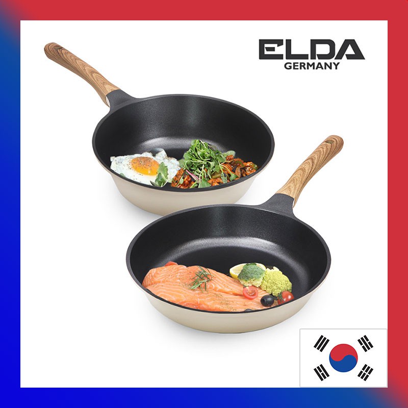 ELDA IH Non stick Frying pan + Wok 1+1 / PFOA FREE egg Square Induction