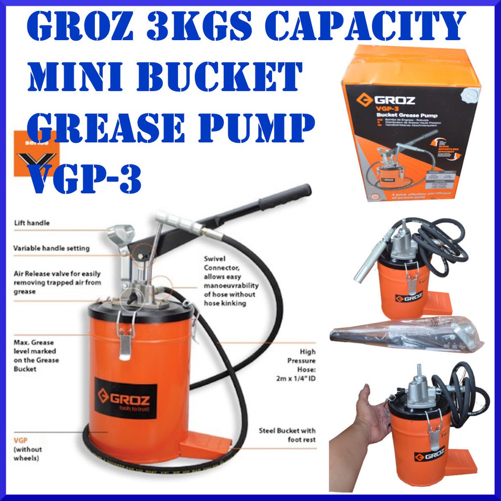 Groz Grease Pump 3 Kgs Capacity Mini Bucket Gease Pump Shopee Philippines