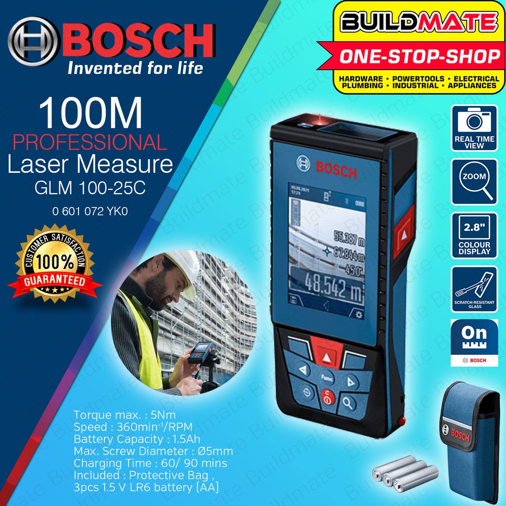 BOSCH 100M Laser Measure Color Display Bluetooth Connection W/ Camera