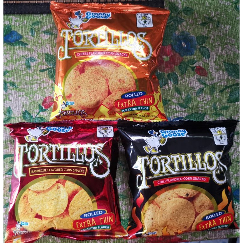 Granny Goose Tortillos barbecue flavor, Cheese and Chilli flavored