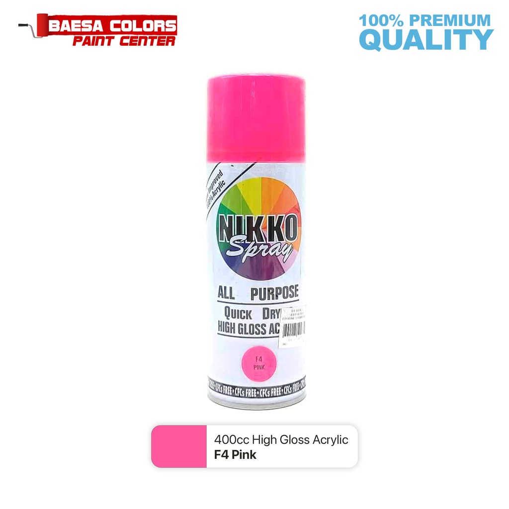 Nikko Spray Paint High Gloss F4 Pink All Purpose Quick Drying High