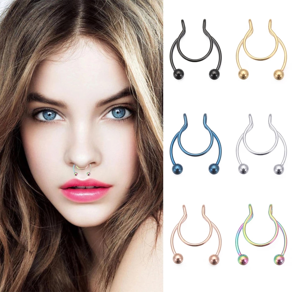 Unisex Fake Nose Piercing Ring,Nose Piercing Septum Jewelry Nose Clip