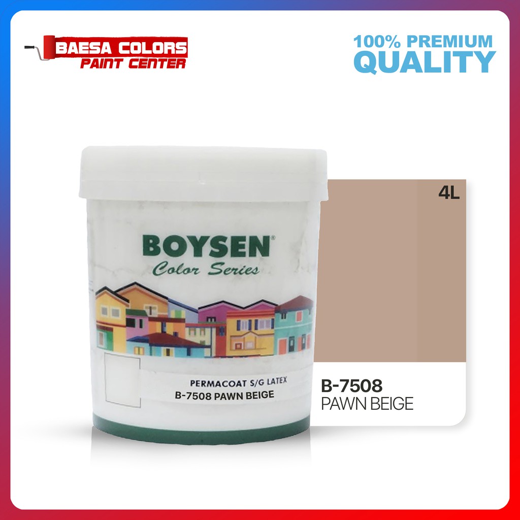 BOYSEN PERMACOAT LATEX PAINT COLOR SERIES PAWN BEIGE B-7508 4L | Shopee