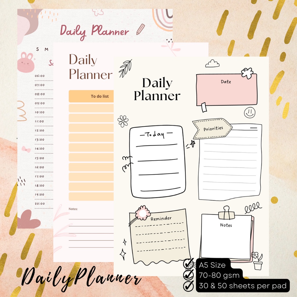 A5 Size Daily Planner Notepad Czarina's Playbook Shopee Philippines