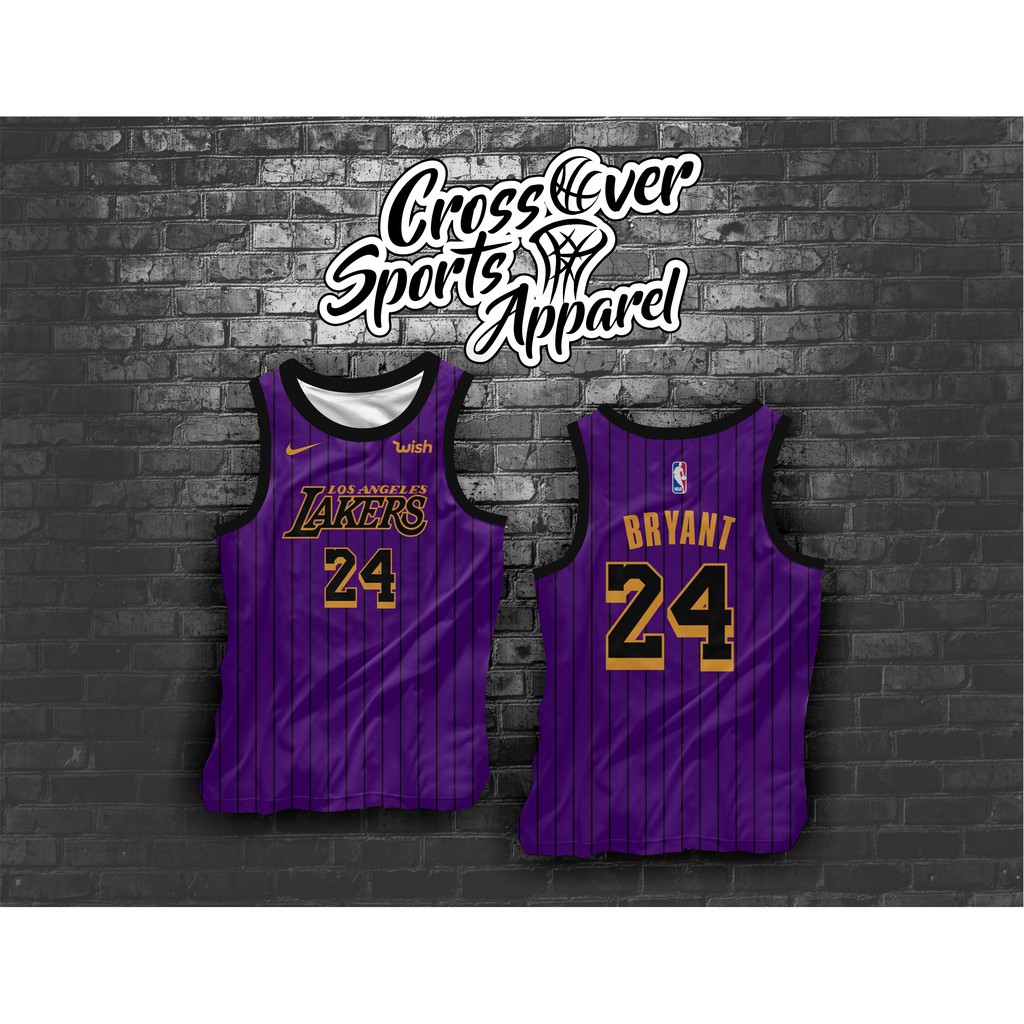 Laker's Kobe Bryant 24 Purple Stripes Inspirational Basketball Jerseys