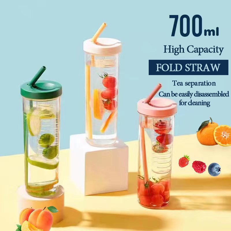 Pluspower Straw Cup 700ML Water Bottle Tumbler with Straw Filter Water
