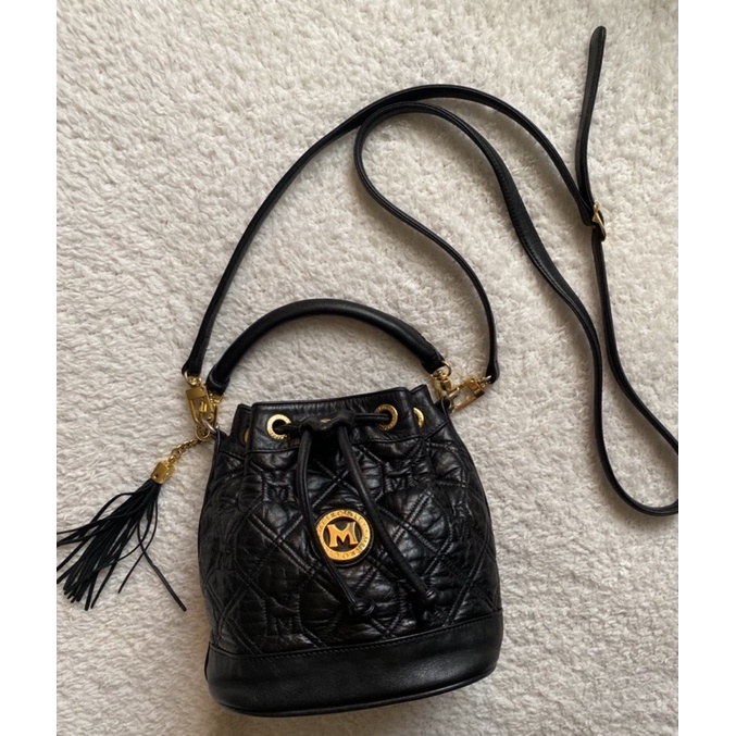 Metrocity Black Quilted Leather Mini Bucket Sling Shopee Philippines