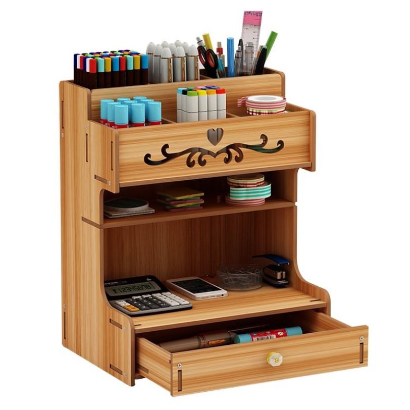 WM DIY 8 Grid Wooden School Office Desktop Organizer With Drawer B13 Shopee Philippines