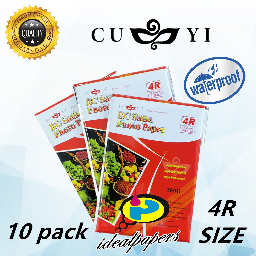 10 pack 4R Cuyi brand RC Satin Photo paper 260GSM photo booth size