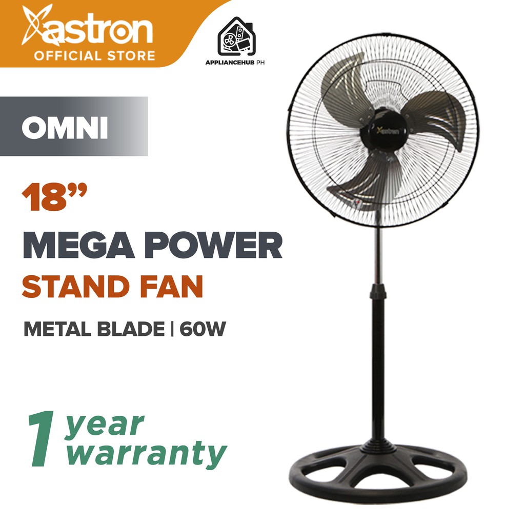 Astron Omni Industrial Stand Fan with 18" Metal Blade (Black) Electric