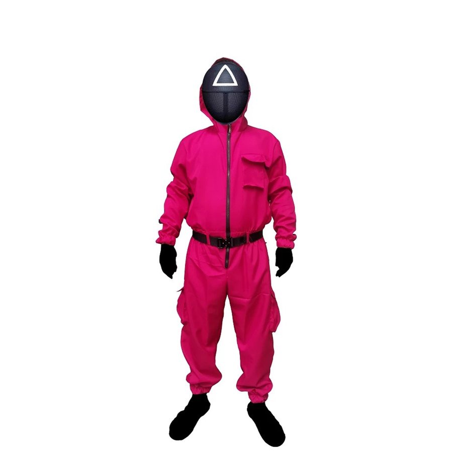 Roleplaying Costume Squid Game Red Onepiece Cos Costume Mask Party