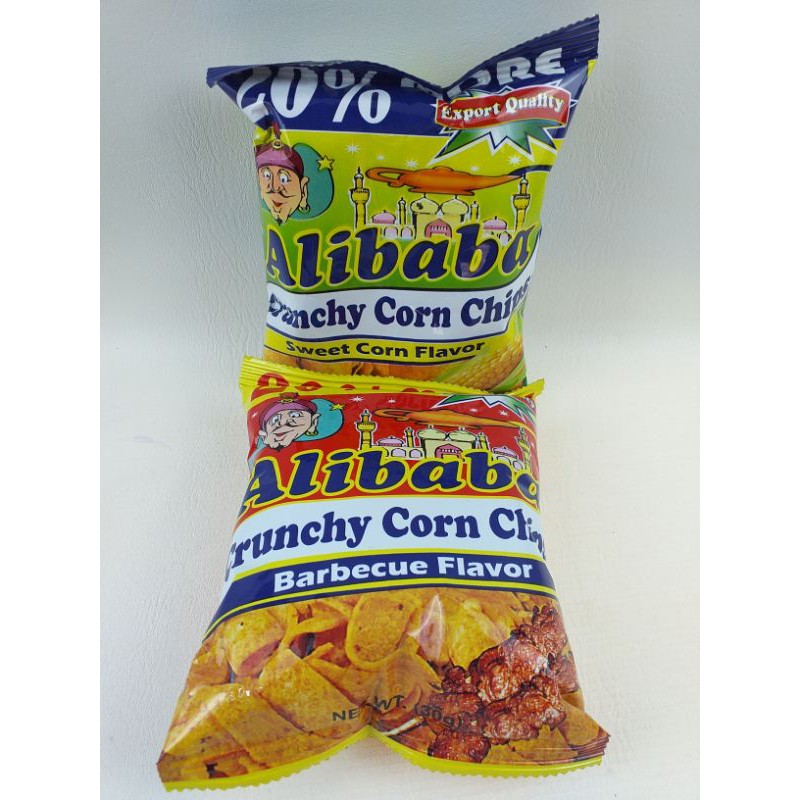 Alibaba Crunchy Corn Chips Barbecue/Sweet Corn & Hot & Spicy Flavor 30g