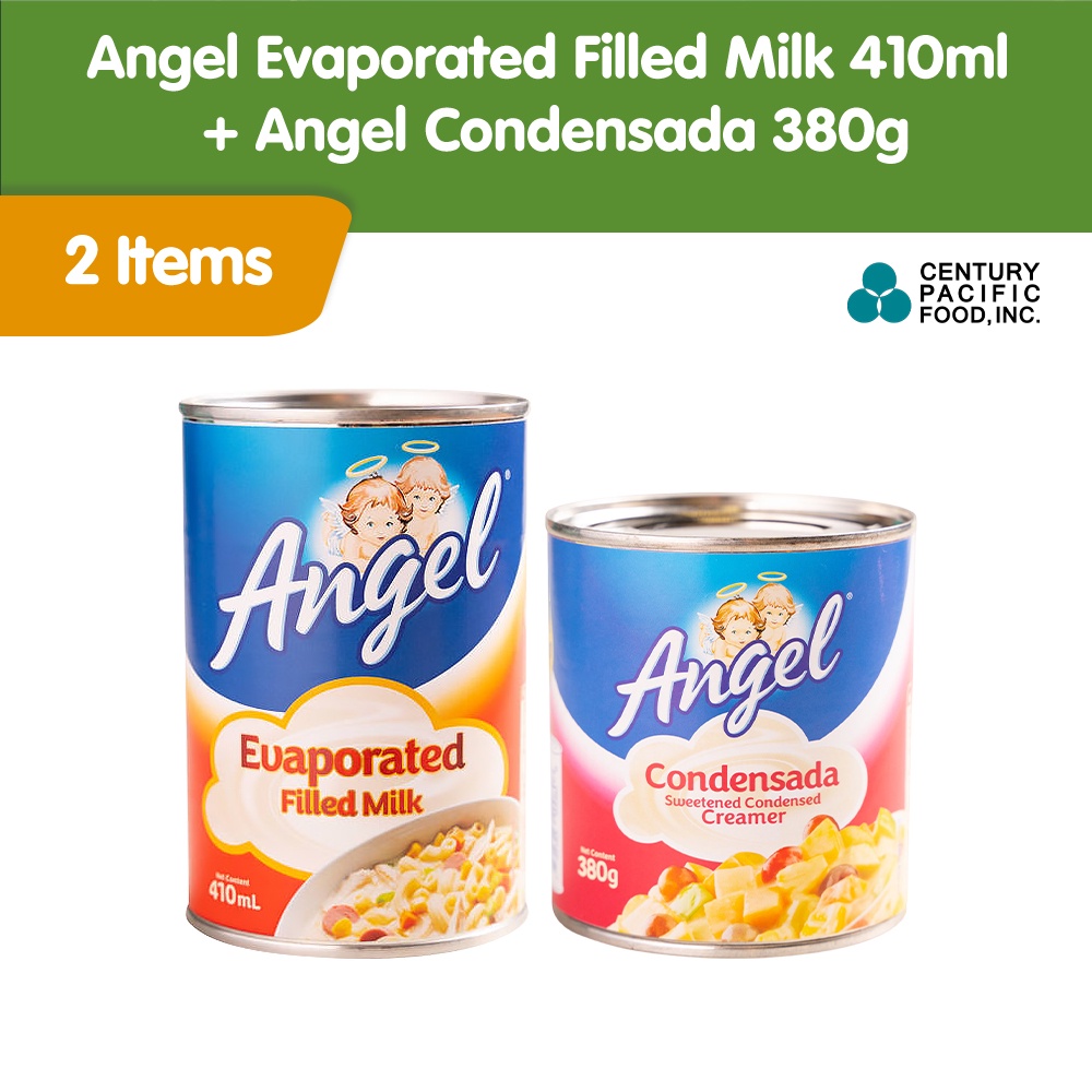 Angel Evaporated Filled Milk 410ml + Angel Condensada 380g Shopee
