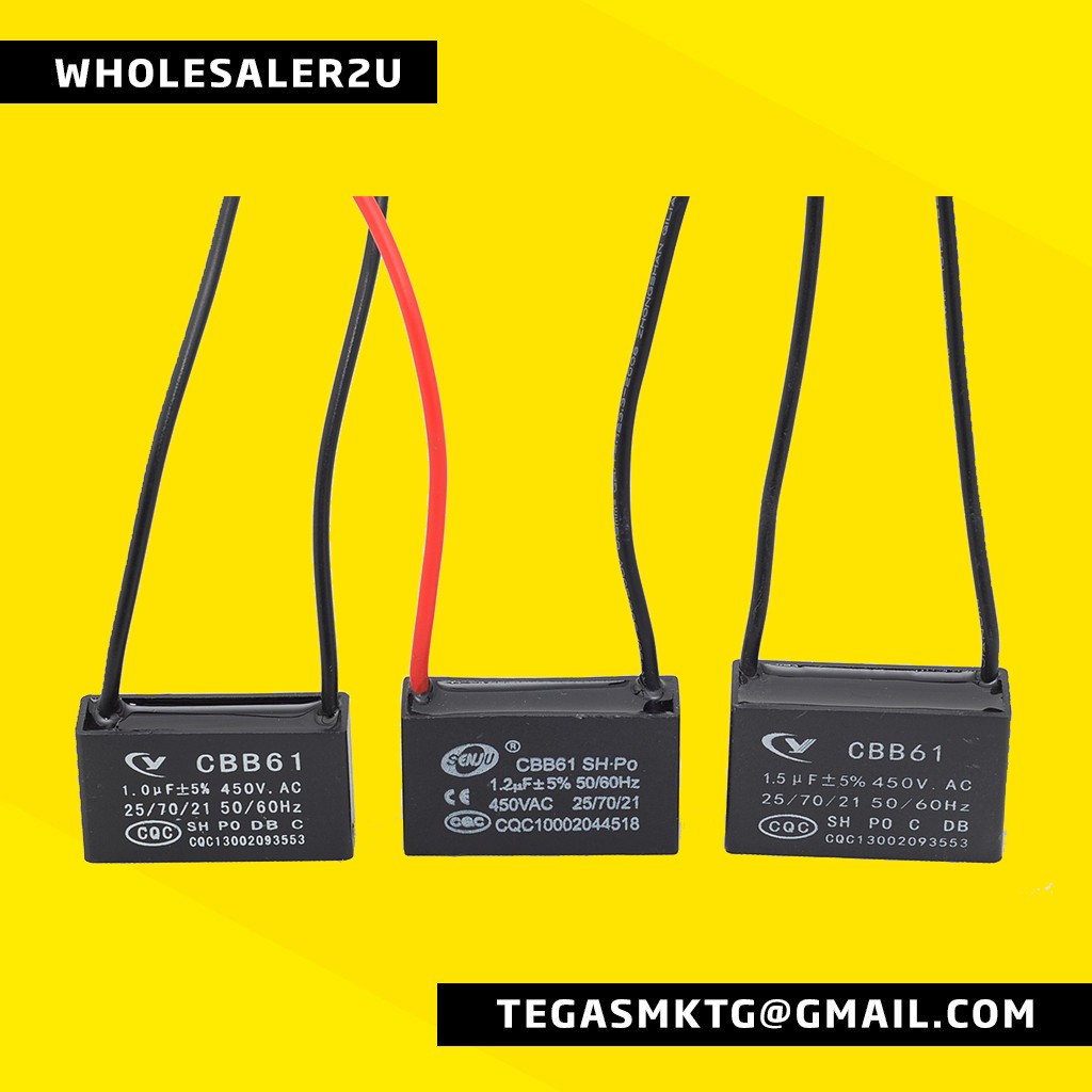 Fan Capasitor Motor Capacitor Ceiling Fan Capacitor Wire Type 1uf 1.2uf