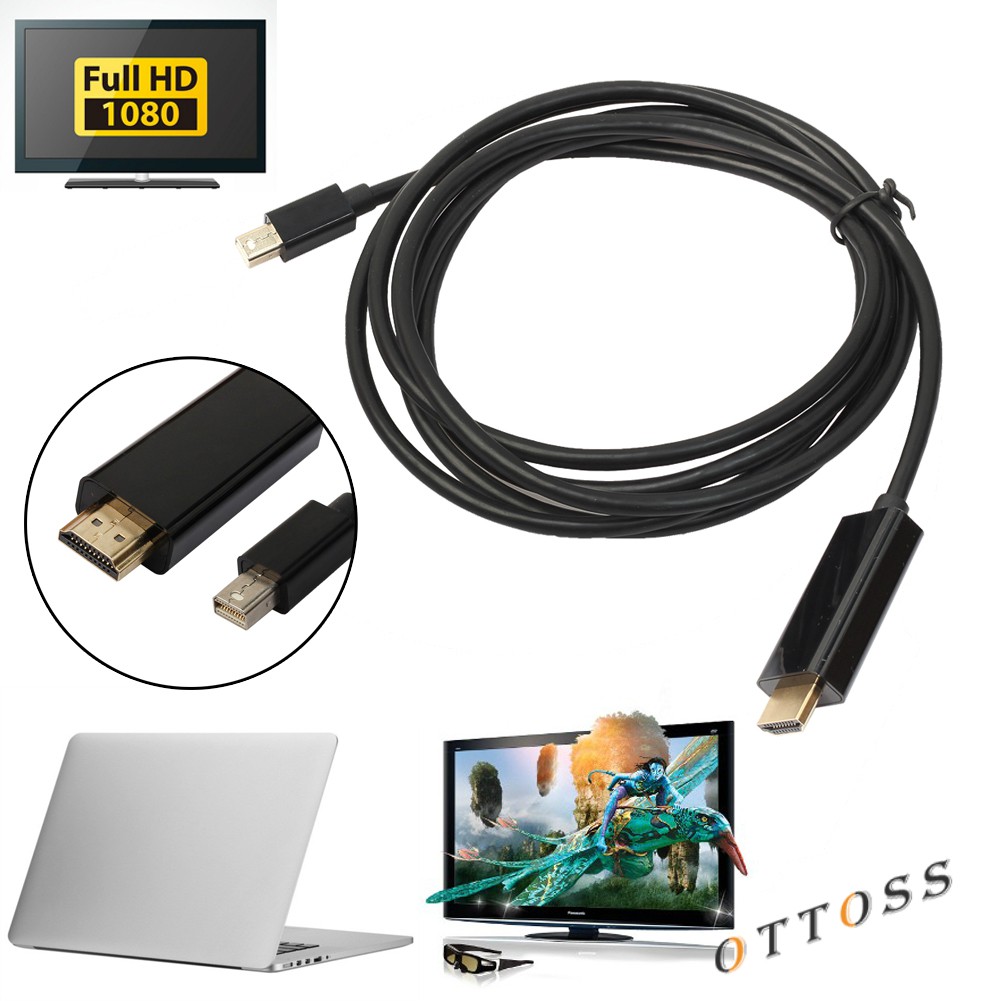【OT】6Ft Thunderbolt Mini Display Port DP to HDMI Adapter