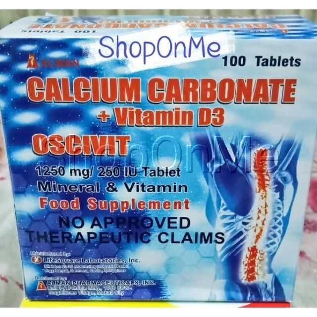 Calcium Carbonate + D3 (Vitamin D3) OSCIVIT 1250mg + 250 IU 100 tablets