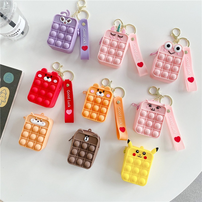 Mini Coin Purse Bubble Toys Bag Coin Purse Silicone Toys Bag Pop It