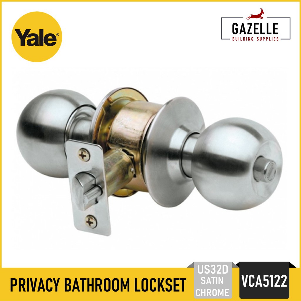 Yale Bathroom Privacy Lock Set Door Knob Lockset Satin Chrome VCA5122