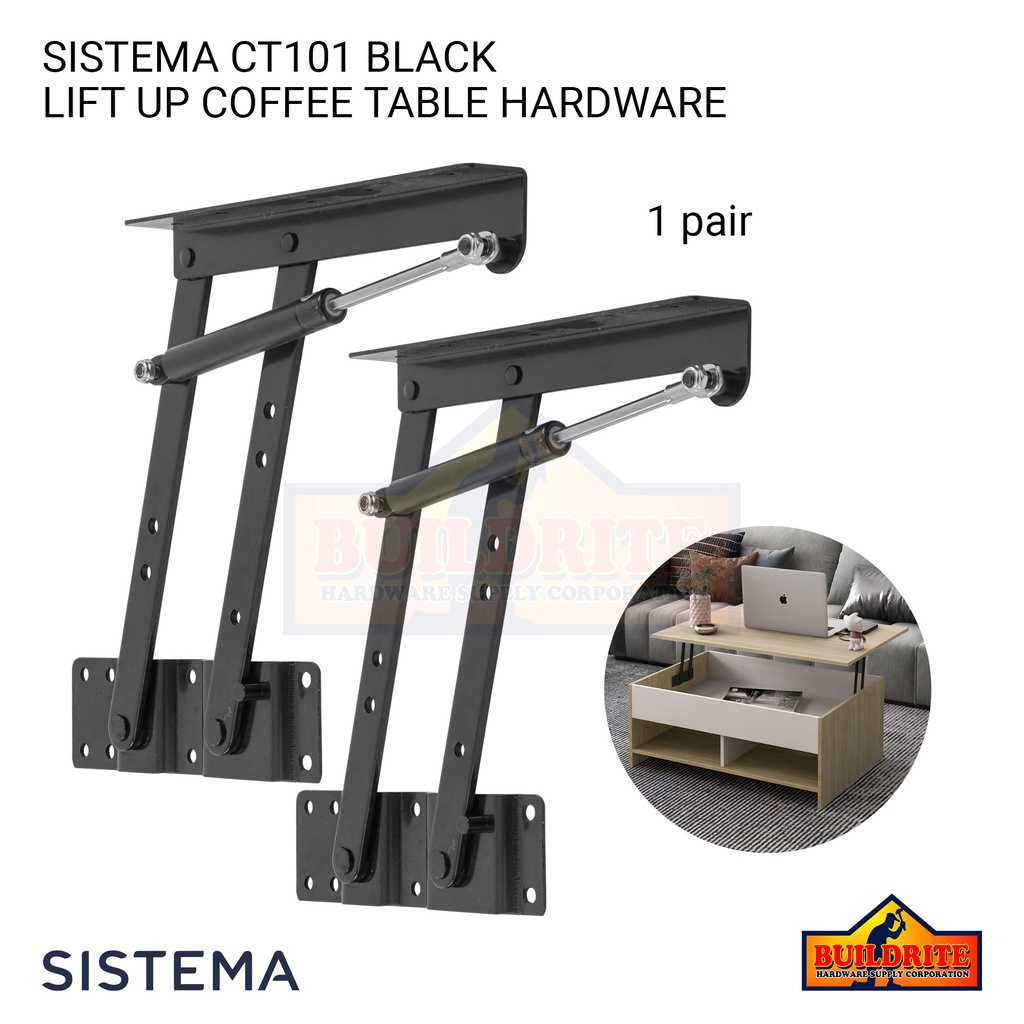 Sistema CT101 1pair 221X45X98mm Black Steel Lift Up Coffee Table