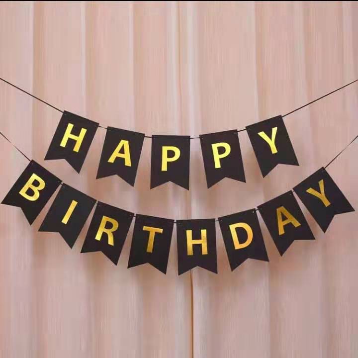 "happy birthday"Gold letters Birthday party decorations small Black