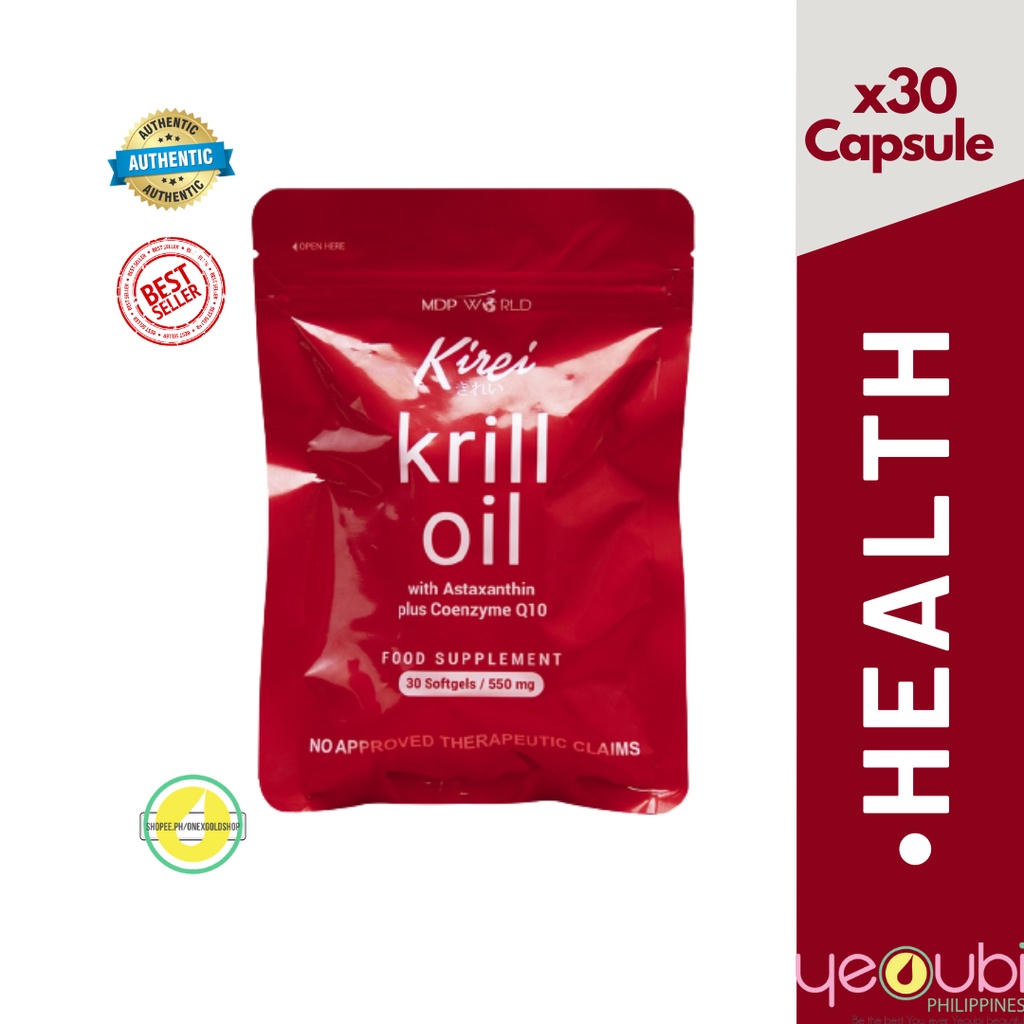 Kirei Krill Oil with Astaxanthin plus Coenzyme Q10 (550mg x 30 Softgels