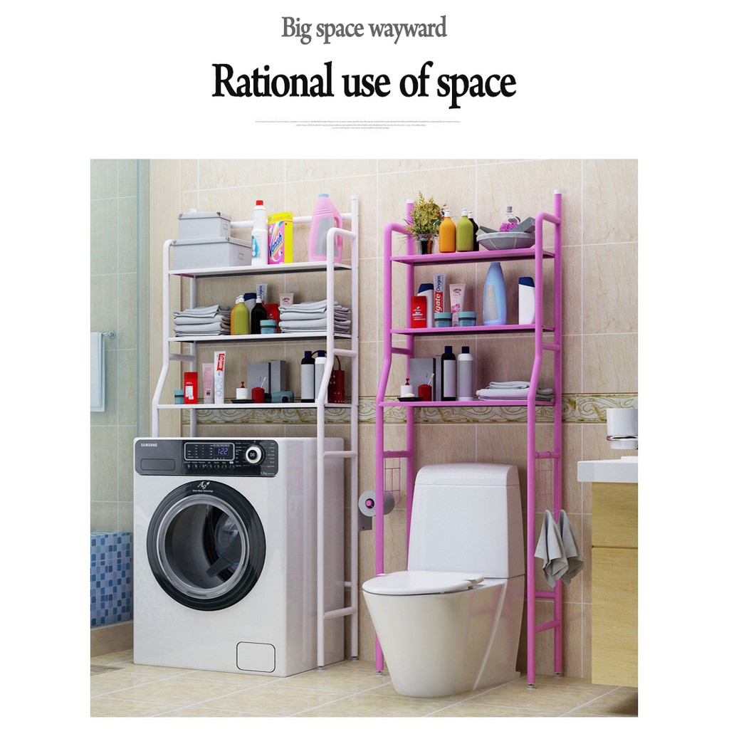 smart organizer bathroom over toilet storage rack (pink) Shopee