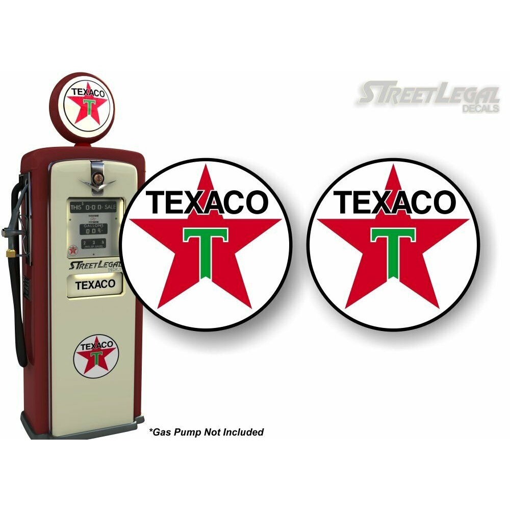 x2 TEXACO Gasoline Vintage Gas Pump Decals Service Station Pumps Sign