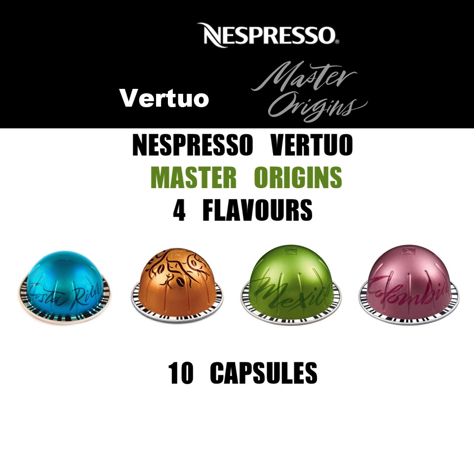 NESPRESSO Vertuo Master Origins Capsules (4 Flavors) 10 Capsules