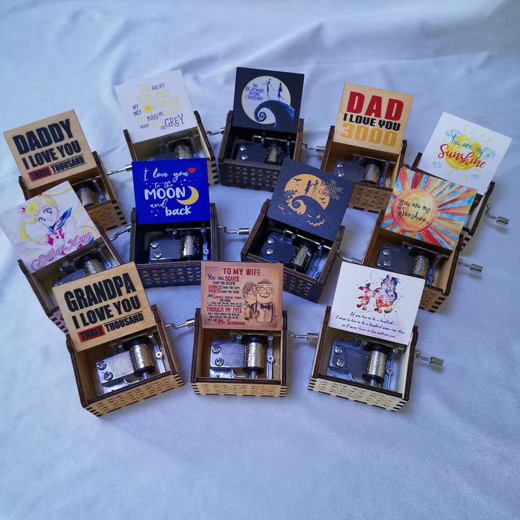 You are my sunshine hand crank wooden music box gift carved wooden hand queen music box Shopee