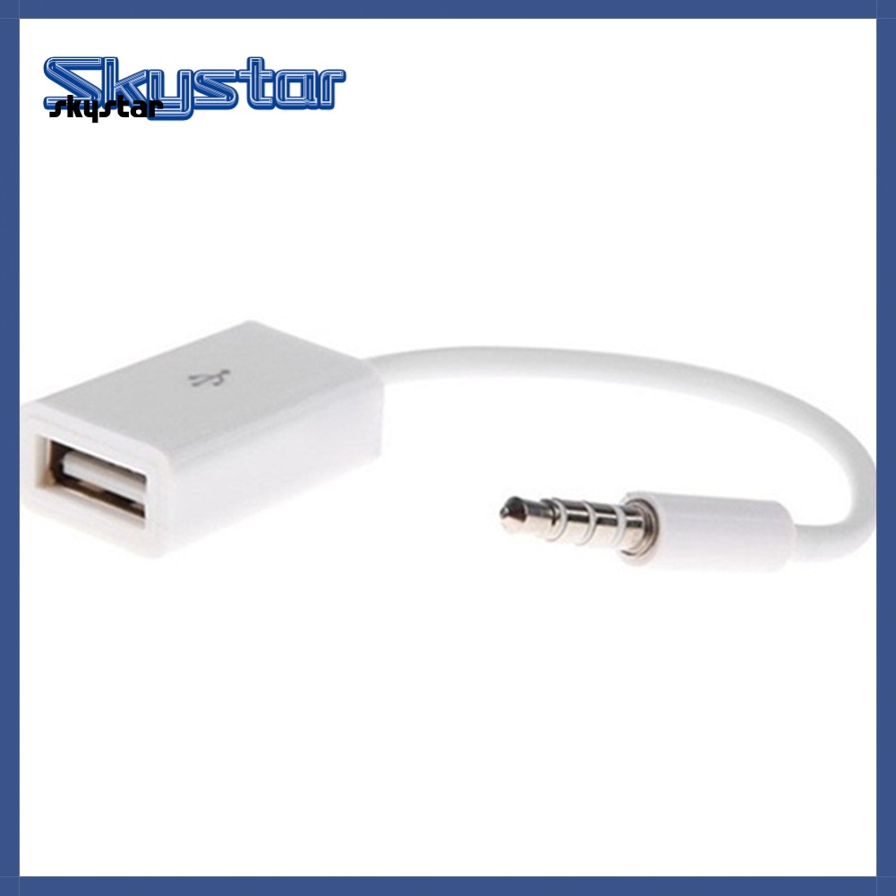 skystar 20cm USB Female to 3.5mm Male Audio Jack Car AUX Adapter Cable