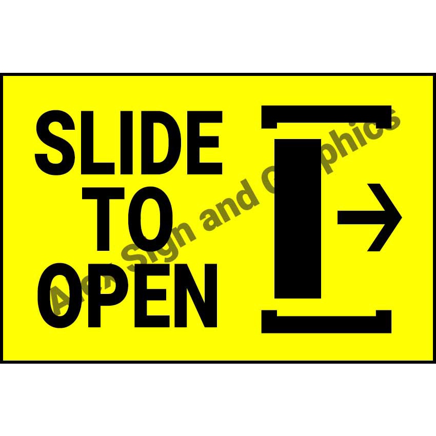 Slide to Open (Pointing Right) PVC Signage A4 Size (7.5 x 11.25