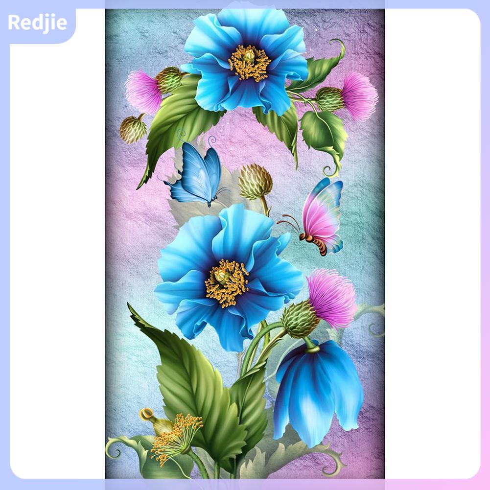 [redjie]Diamond Painting Art Kit,Butterfly Flower DIY Diamonds by