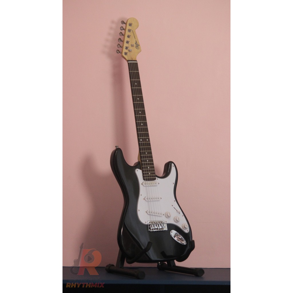 Clifton Pioneer Stratocaster Single Coil Electric Guitar Black