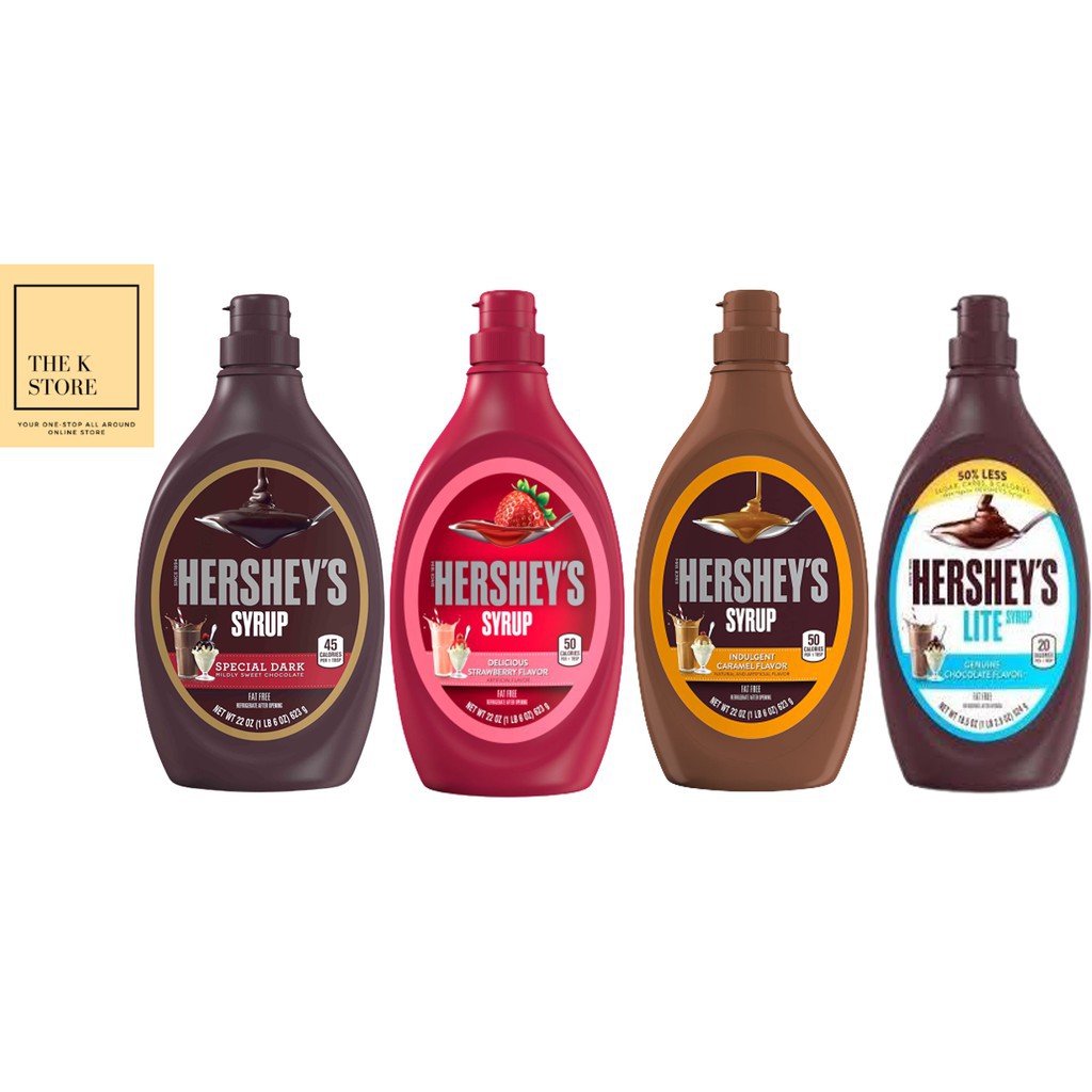 2021 ๑HERSHEY'S Syrup Dark Chocolate, Caramel, Strawberry, Lite