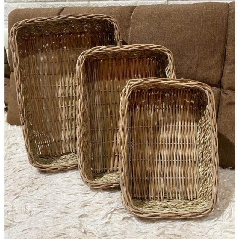 Buri Rope Storage Rectangular Tray Basket Shopee Philippines