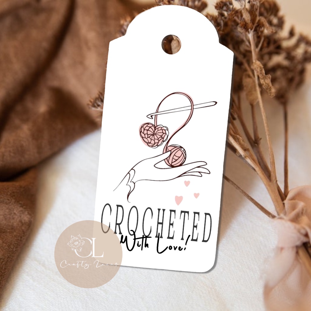 Personalized Crocheted with Love Hang Tag Crochet Handmade DIY