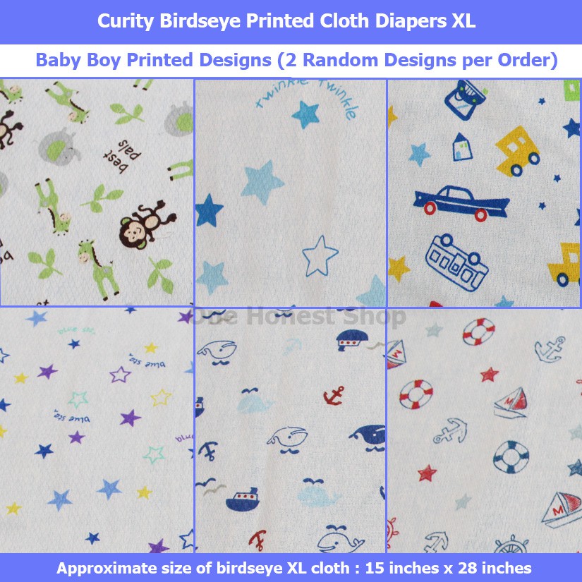 Curity Birdseye Printed Designs Cloth Diaper XL (Lampin) Shopee