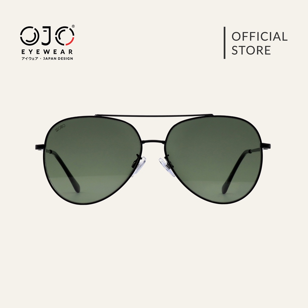 OJO Eyewear Moso MO14 Oversized Sunglasses Black and Gold Aviator