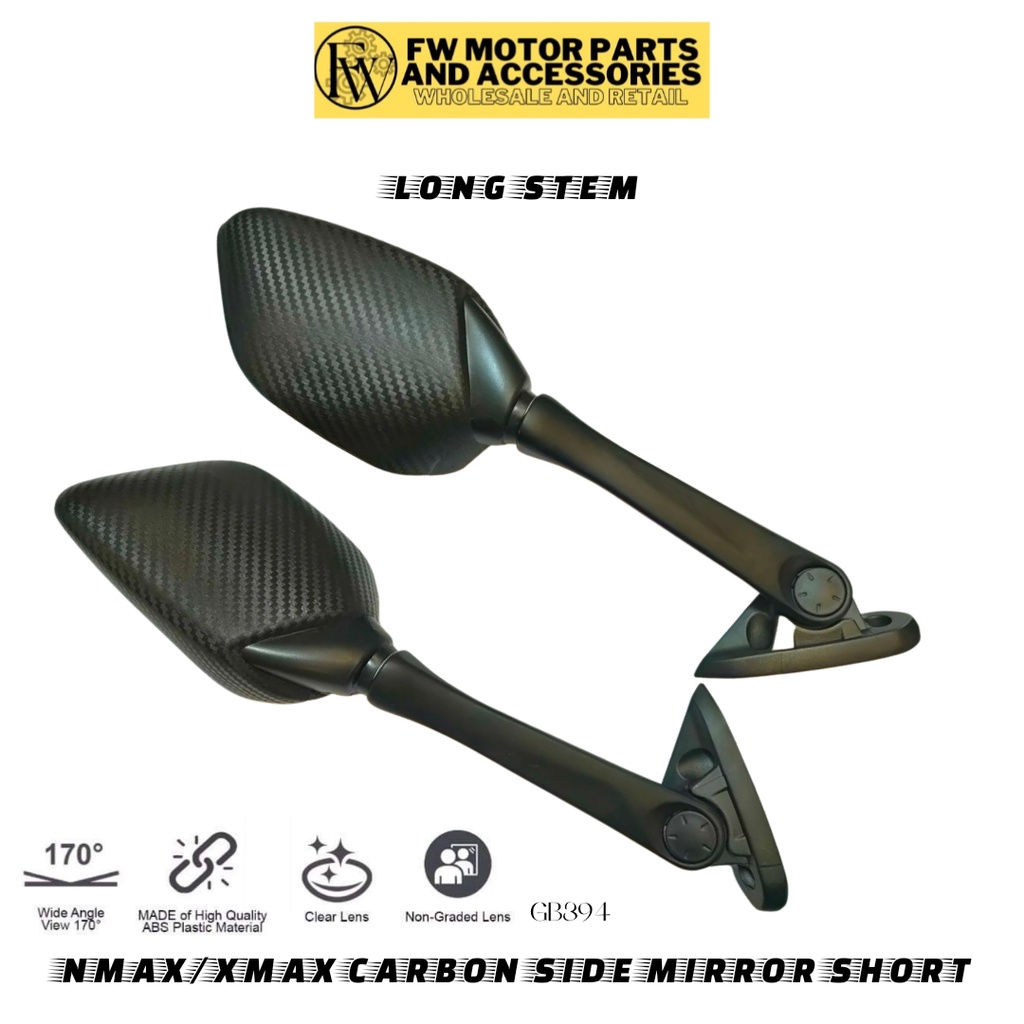 SIDE MIRROR FOR NMAX/XMAX LONG STEM CARBON (HIGH QUALITY) Shopee