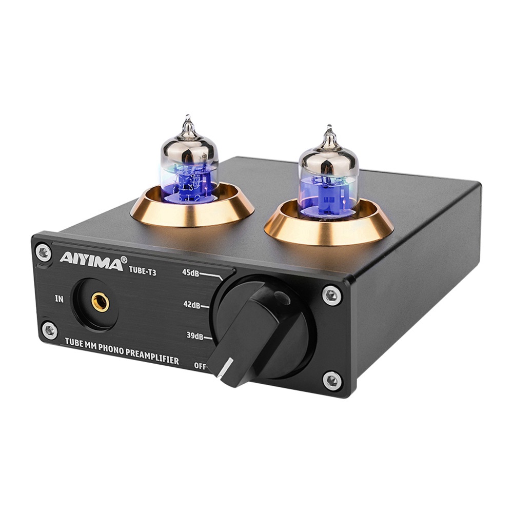 AIYIMA TUBET3 HiFi Preamplifier Vacuum 6J2 Tube MM Phono Preamplifier Vinyl Record Player
