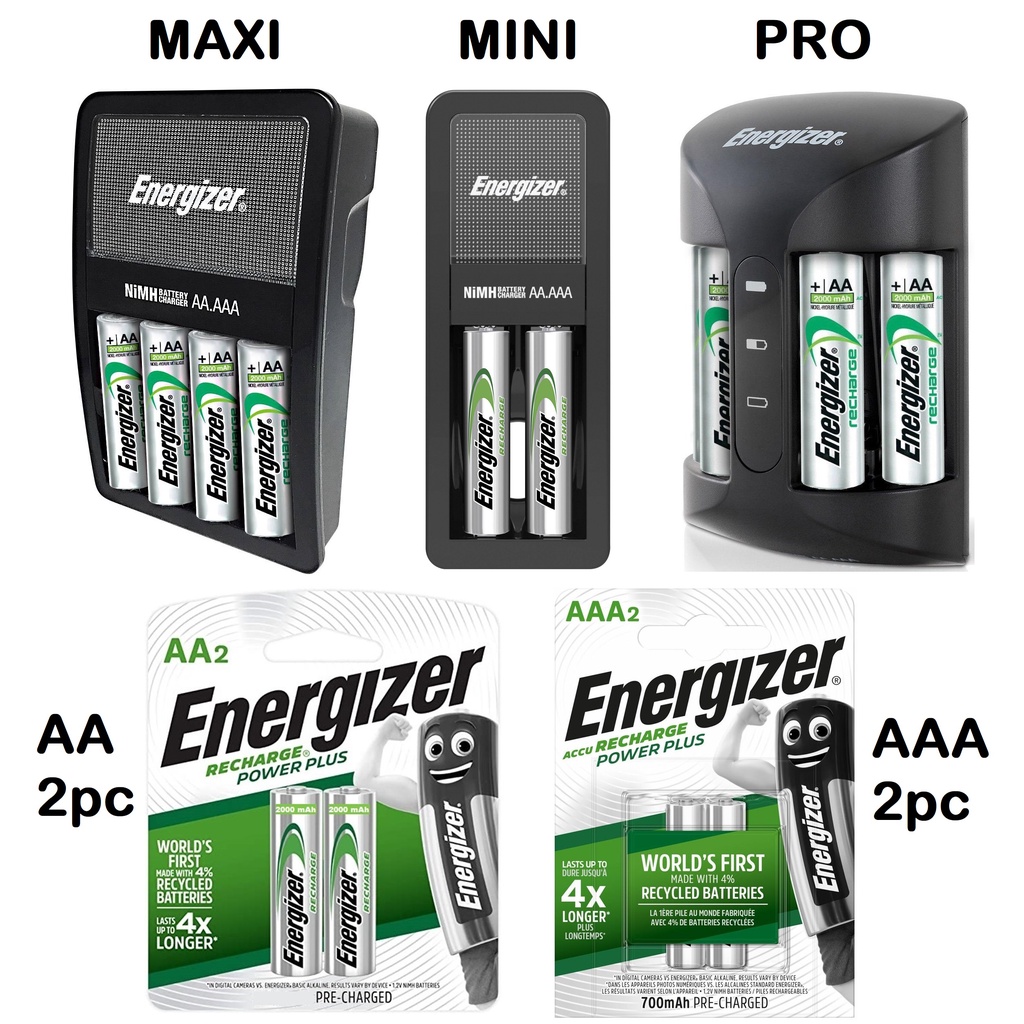 Energizer Rechargeable Battery Charger AA AAA Recharge Chargeable
