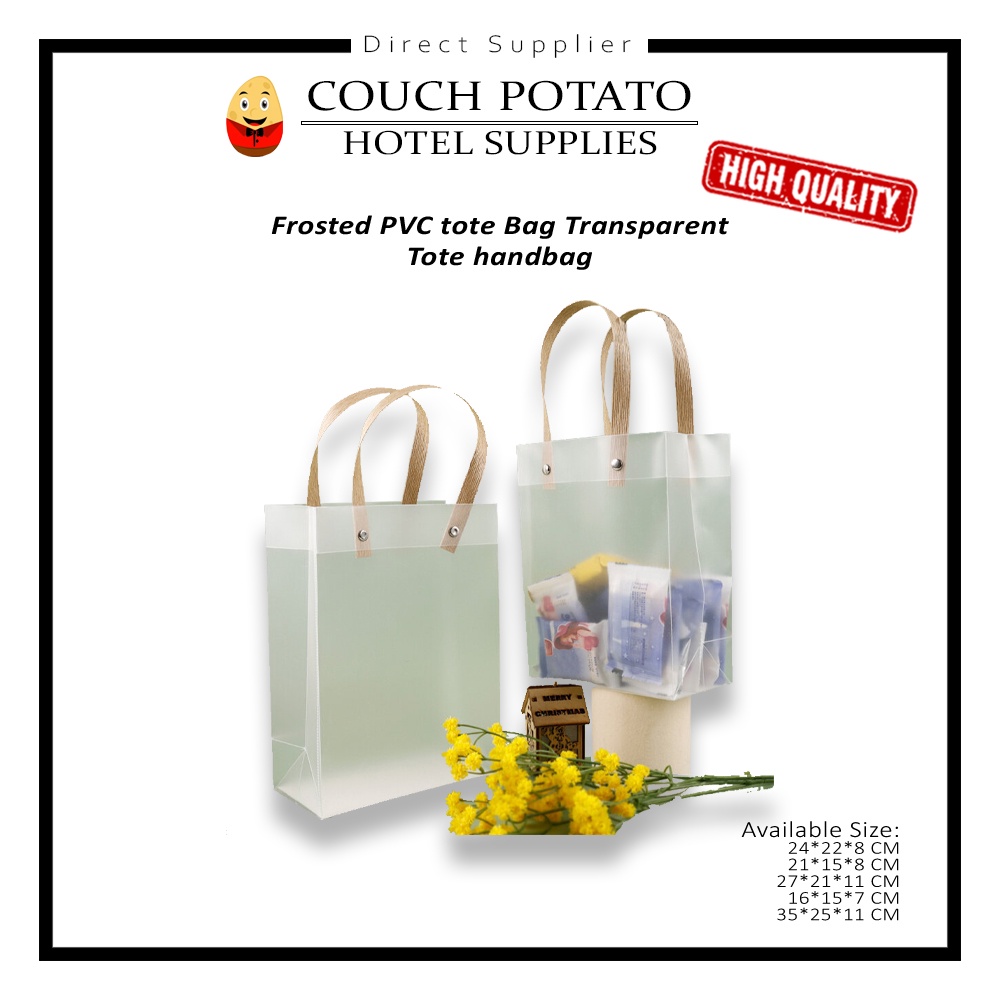 1pc Frosted PVC tote Bag Transparent Tote handbag gift Clear plastic