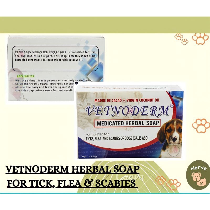 Vetnoderm Medicated Herbal Soap for Tick, Flea & Scabies of Pets
