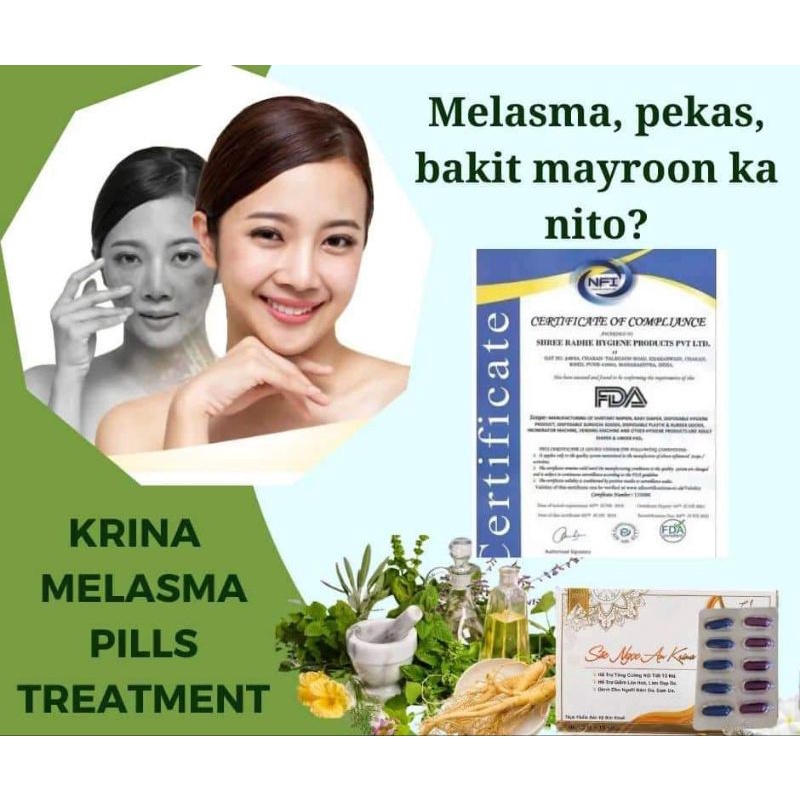 KRINA NO.1 MELASMA REMOVAL PILLS(PEKAS, ANTI AGING, HORMONE BALANCE AND