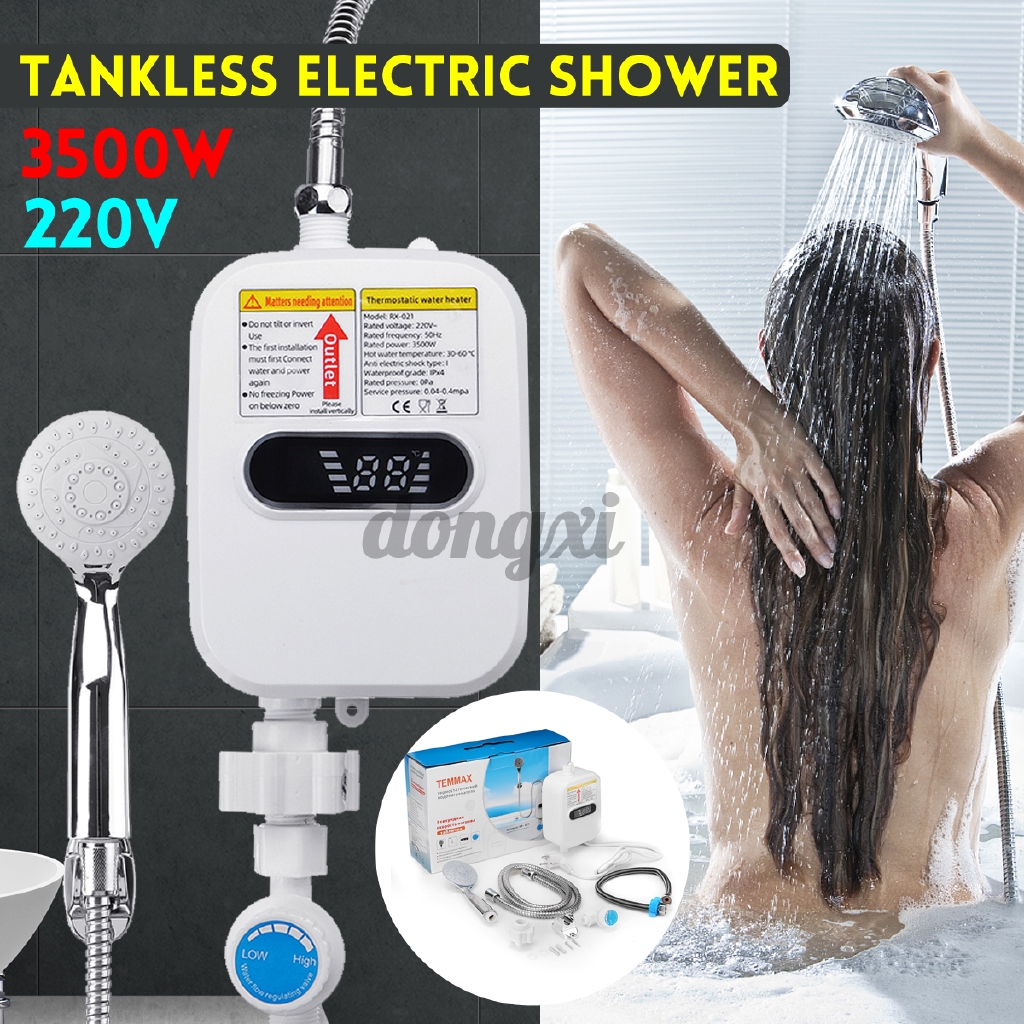 3500W 220V Electric Tankless Kitchen Bathroom Hot Water Heater Instant