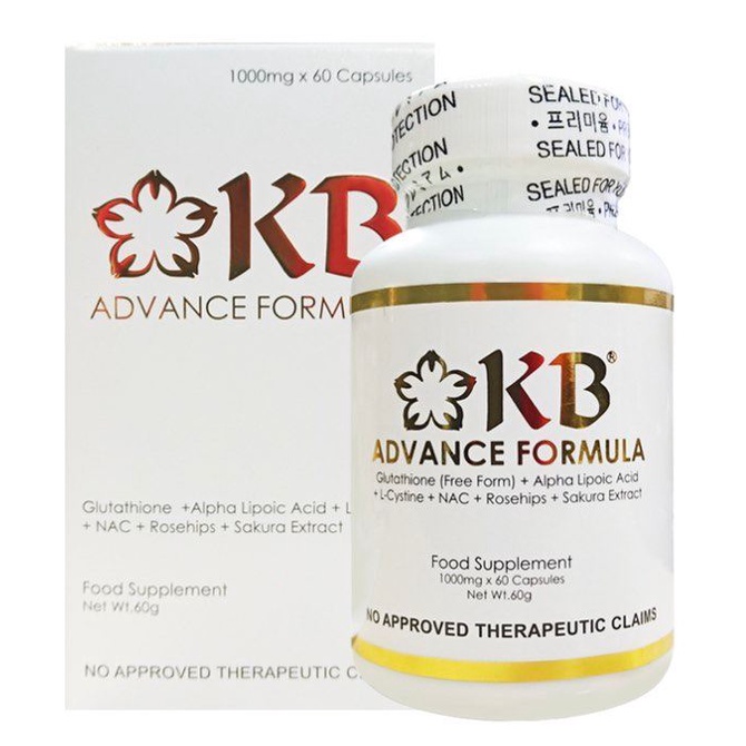 KB Advance Formula Glutathione 1000mg 60 Caps + Alpha Lipoic Acid + L