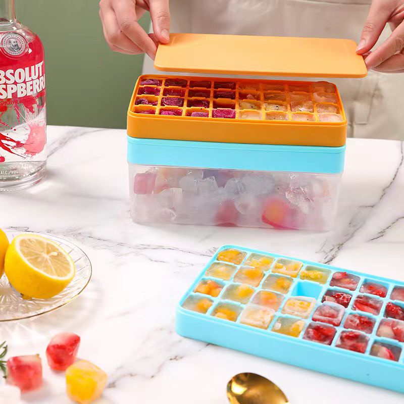 BVS 64 Compartment Round Ice Cube Shaper with Square Lid DIY Freeze