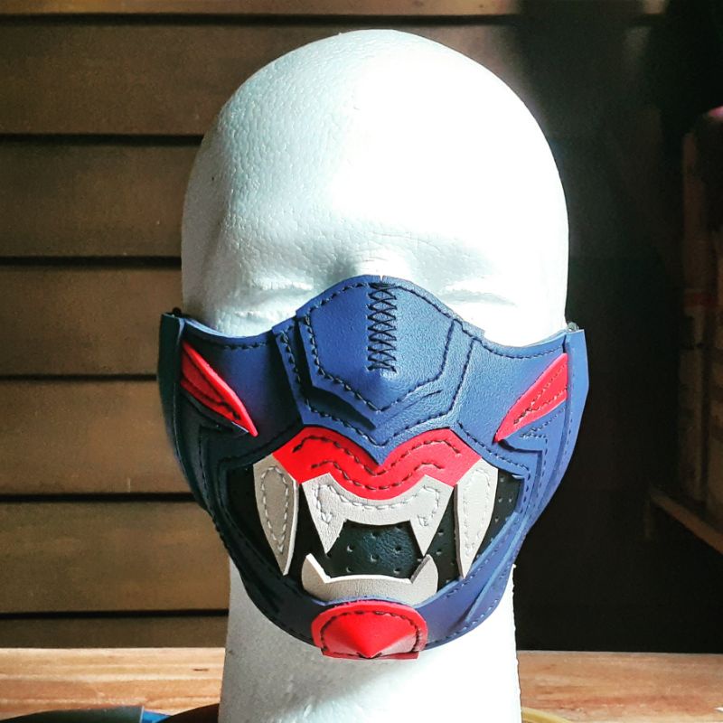 Yoru Valorant leather face mask handmade with activated carbon filter